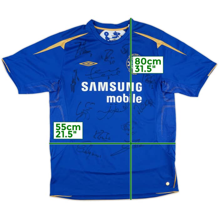 2005-06 Chelsea Squad Signed Centenary Home Shirt - 8/10 - (XL)