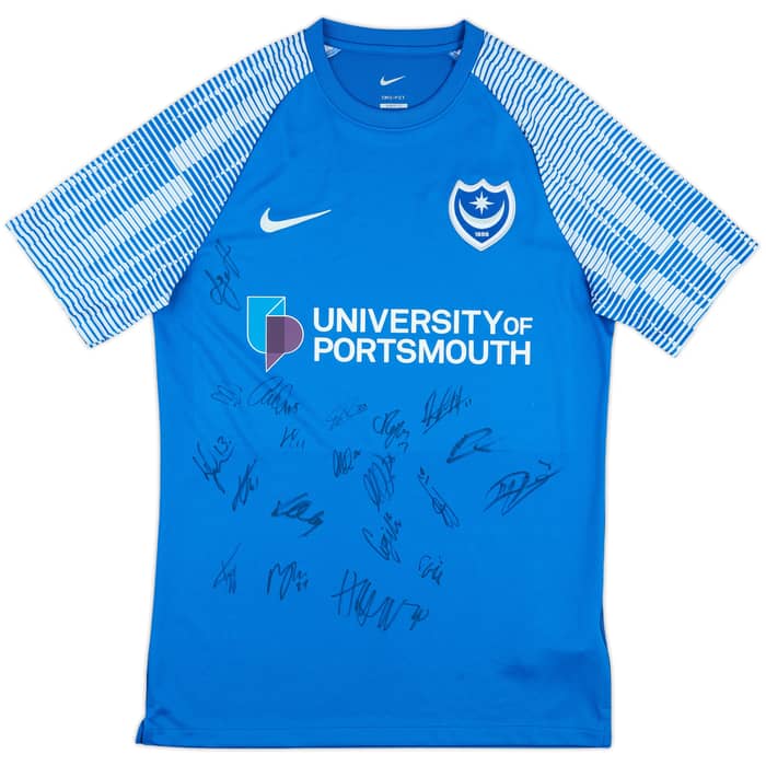 2022-23 Portsmouth Squad Signed Home Shirt - 8/10 - (M)
