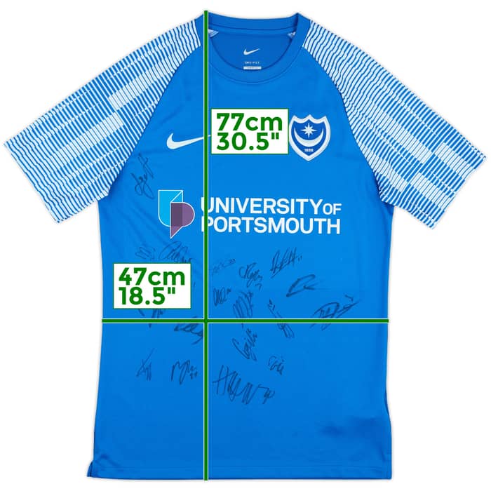 2022-23 Portsmouth Squad Signed Home Shirt - 8/10 - (M)