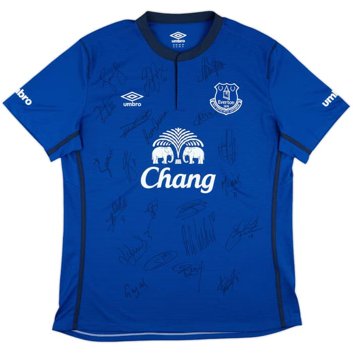 2014-15 Everton Squad Signed Home Shirt - 8/10 - (XL)