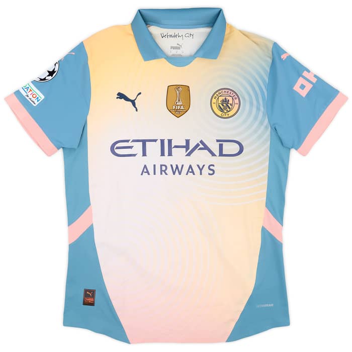2024-25 Manchester City Match Issue Champions League Fourth Shirt Matheus N. #27