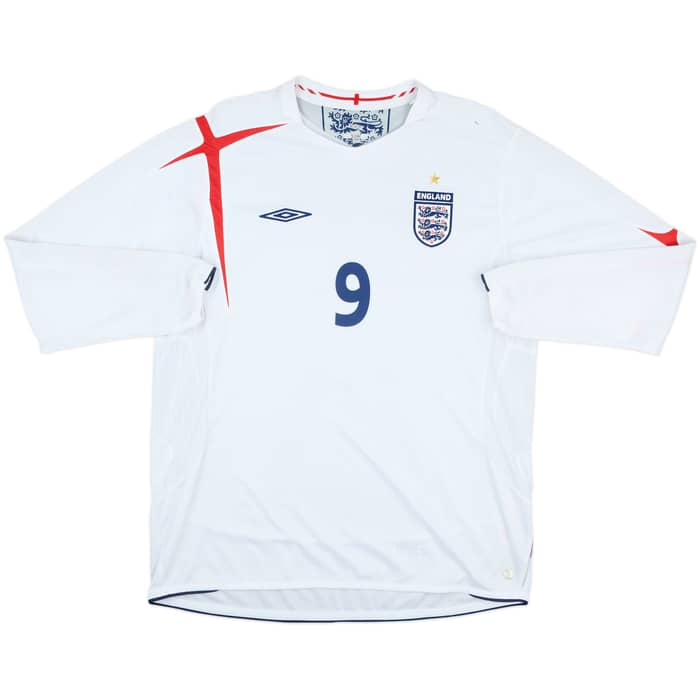 2005-07 England Signed Home L/S Shirt Rooney #9