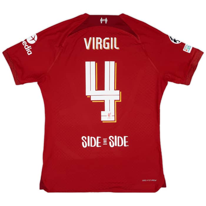 2022-23 Liverpool Match Issue Champions League Home Shirt Virgil #4