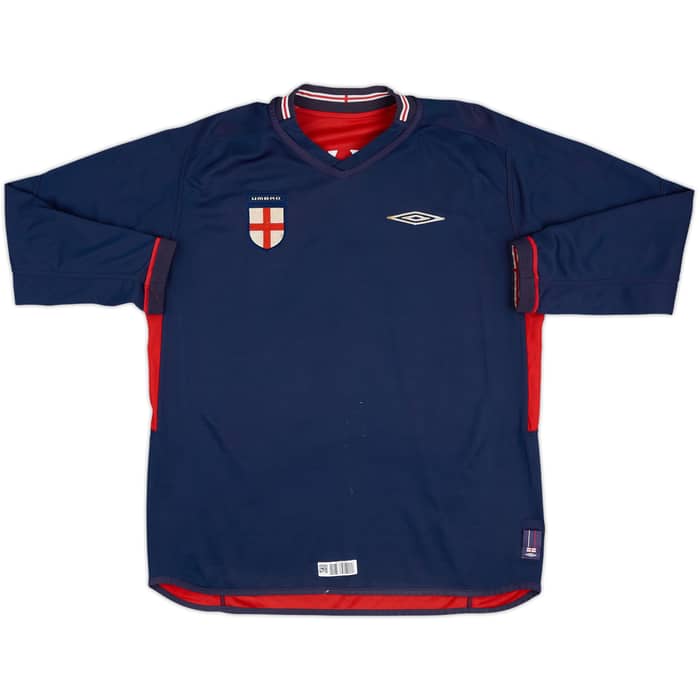 2002-04 England Away L/S Shirt Beckham #7 - 5/10 - (XL)