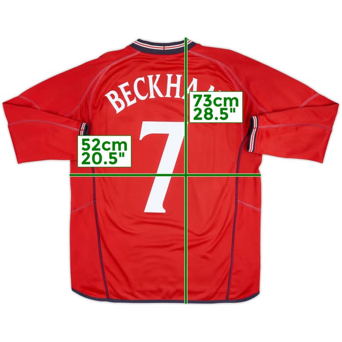 2002-04 England Away L/S Shirt Beckham #7 - 5/10 - (XL)