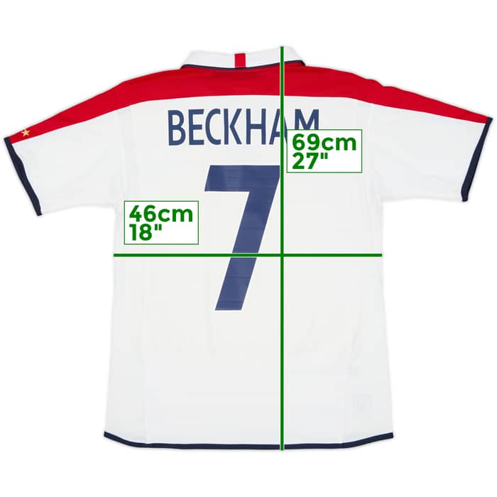 2003-05 England Home Shirt Beckham #7 - 6/10 - (XL.Boys)