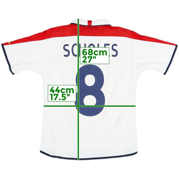 2003-05 England Home Shirt Scholes #8 - 6/10 - (XL.Boys)