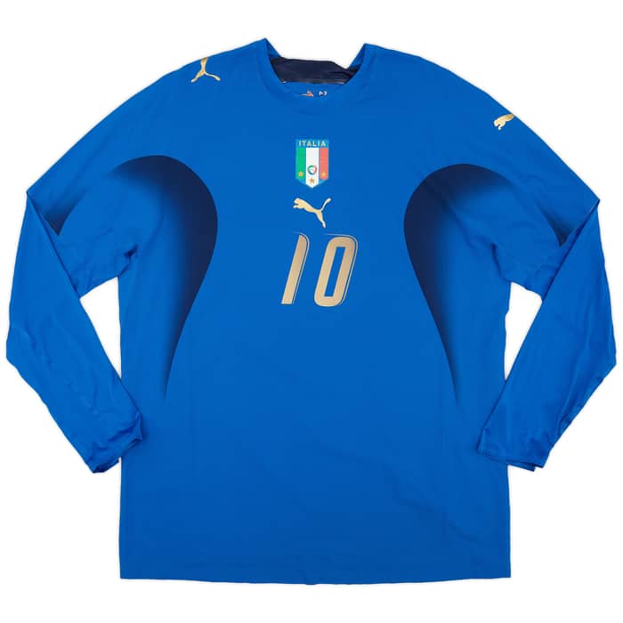 2006 Italy Authentic Home L/S Shirt Totti #10 - 7/10 - (XXL)