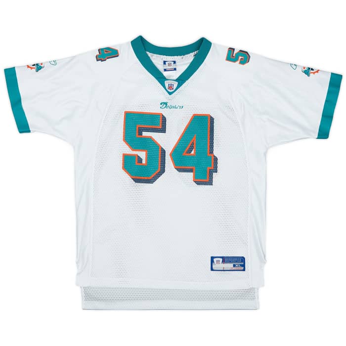 2002-04 Miami Dolphins Thomas #54 Reebok On Field Away Jersey - 9/10 - (XL.Boys)