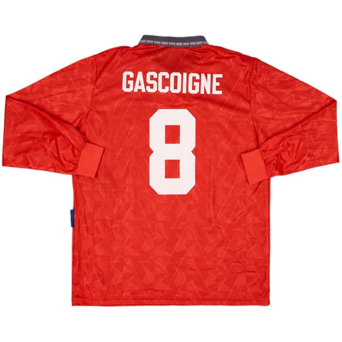 1990-93 England Away L/S Shirt Gascoigne #8 - 9/10 - (L)