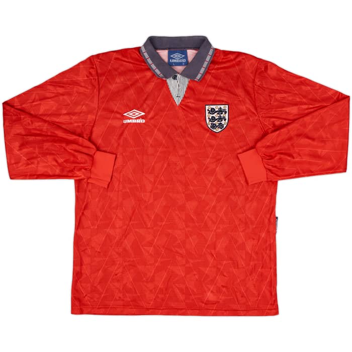 1990-93 England Away L/S Shirt Gascoigne #8 - 9/10 - (L)
