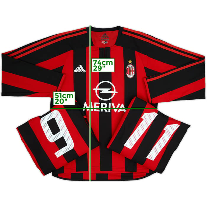 2003-04 AC Milan Player Issue Home L/S Shirt # - 7/10 - (S)