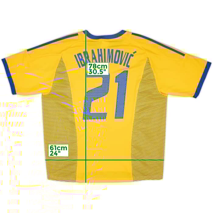 2002-03 Sweden Home Shirt Ibrahimovic #21 - 8/10 - (XL)