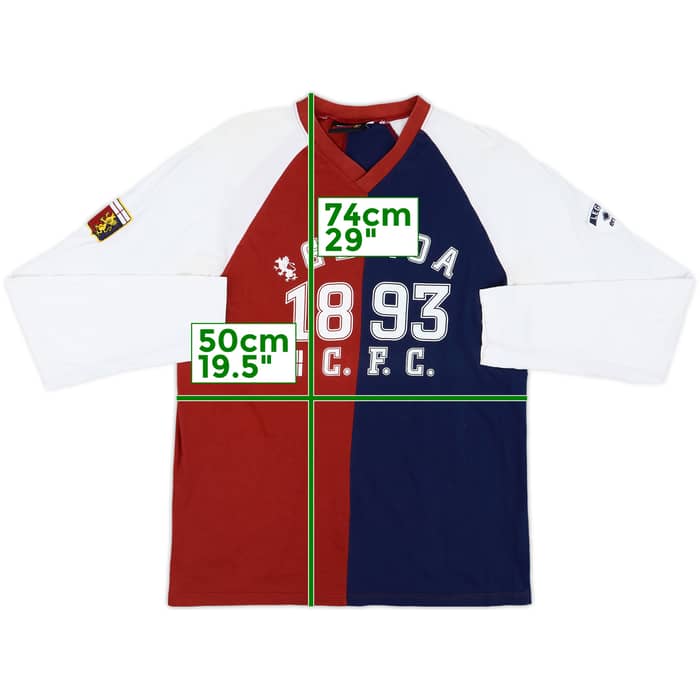 2007-08 Genoa Errea L/S Cotton Tee - 5/10 - (L)