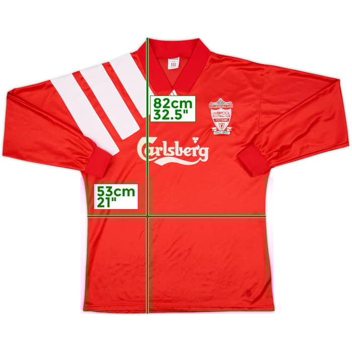 1992-93 Liverpool Player Issue Centenary Home L/S Shirt - 8/10 - (L/XL)