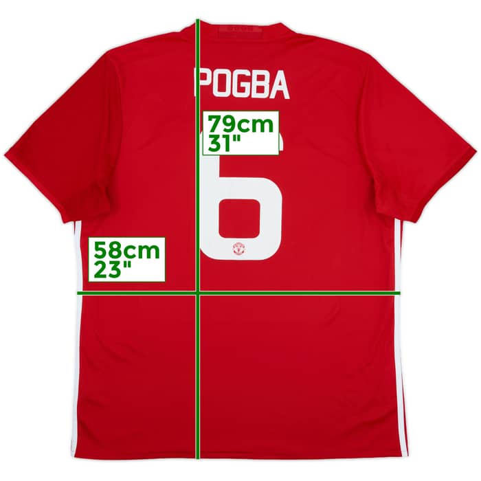 2016-17 Manchester United Home Shirt Pogba #6 - 6/10 - (XL)