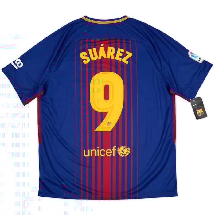 2017-18 Barcelona Home Shirt Suarez #9 (XL)