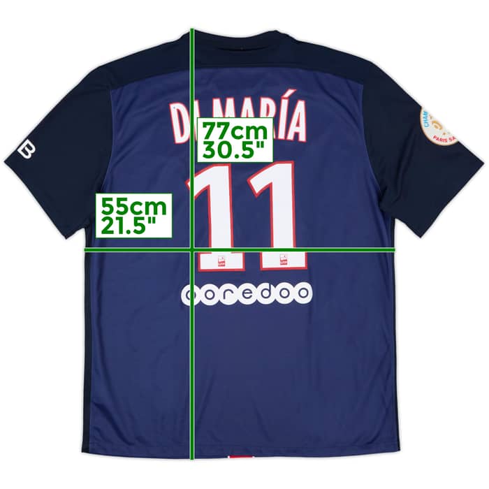 2015-16 Paris Saint-Germain Home Shirt Di Maria #11 - 7/10 - (XL)