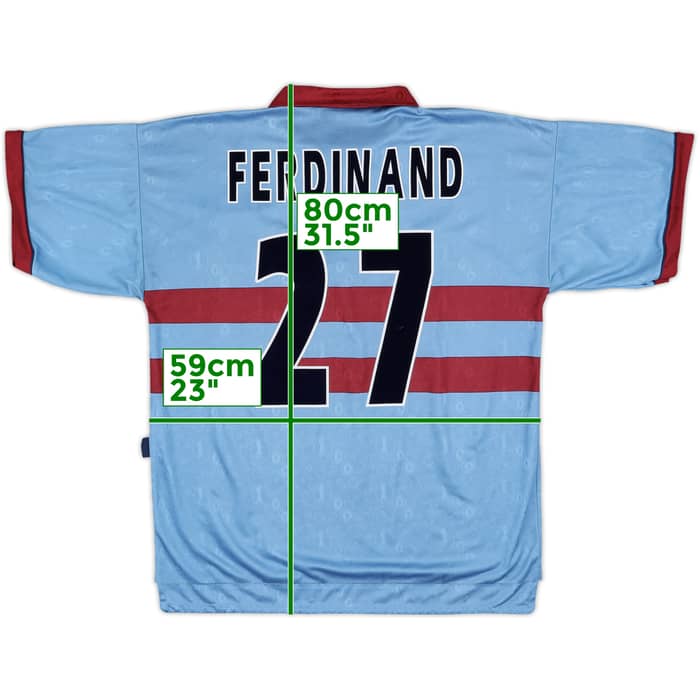 1995-97 West Ham Centenary Away Shirt Ferdinand #27 - 8/10 - (L)