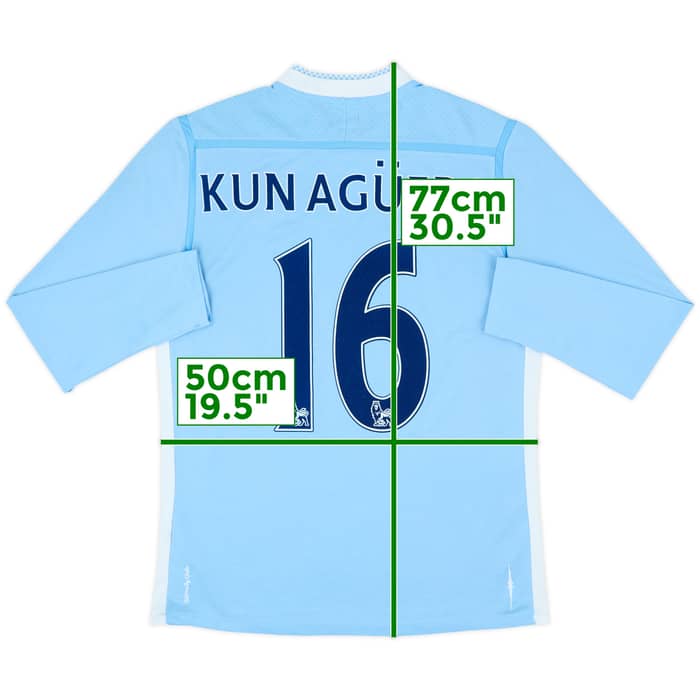 2011-12 Manchester City Home L/S Shirt Kun Aguero #16 - 6/10 - (M)
