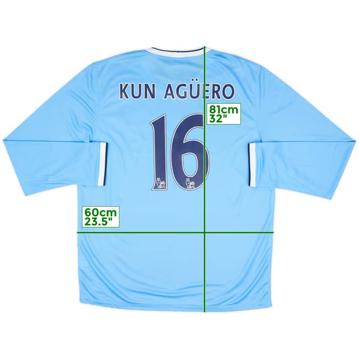 2013-14 Manchester City Home L/S Shirt Kun Aguero #16 (XL)
