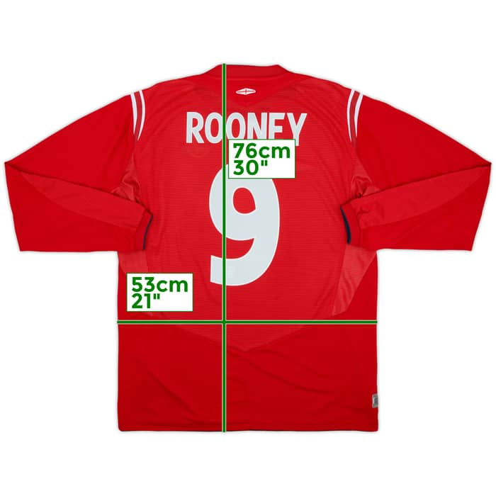 2004-06 England Away L/S Shirt Rooney #9 - 10/10 - (L)