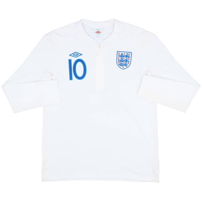 2010-11 England Home L/S Shirt Rooney #10 - 10/10 - (L)