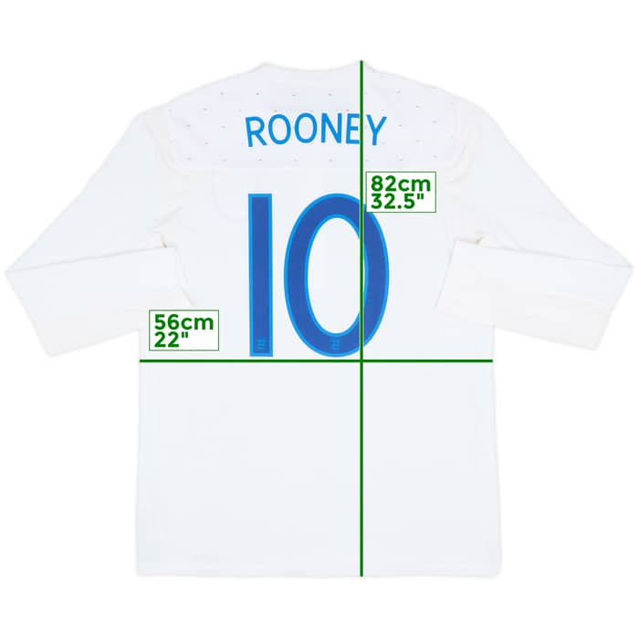 2010-11 England Home L/S Shirt Rooney #10 - 10/10 - (L)