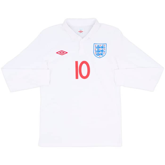 2009-10 England Home L/S Shirt Rooney #10 - 9/10 - (S)