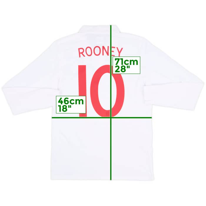 2009-10 England Home L/S Shirt Rooney #10 - 9/10 - (S)