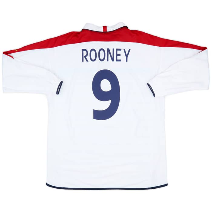 2003-05 England Home L/S Shirt Rooney #9 - 8/10 - (XL)