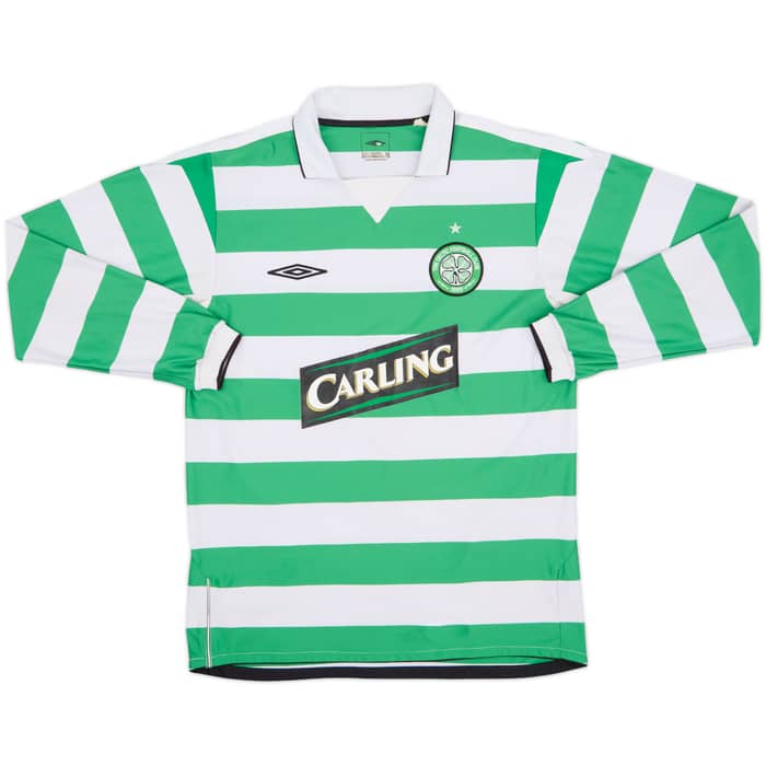 2004-05 Celtic Home L/S Shirt Juninho #7 - 8/10 - (M)