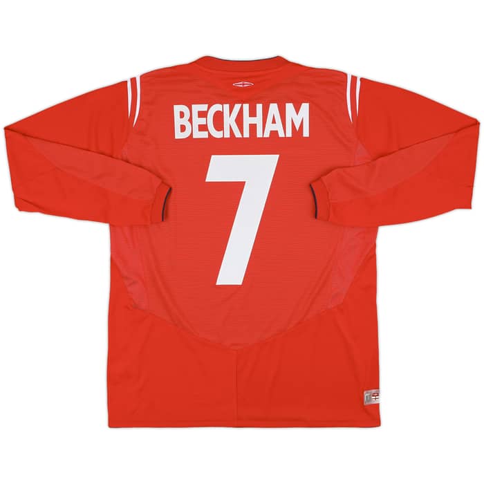 2004-06 England Away L/S Shirt Beckham #7 - 10/10 - (L)