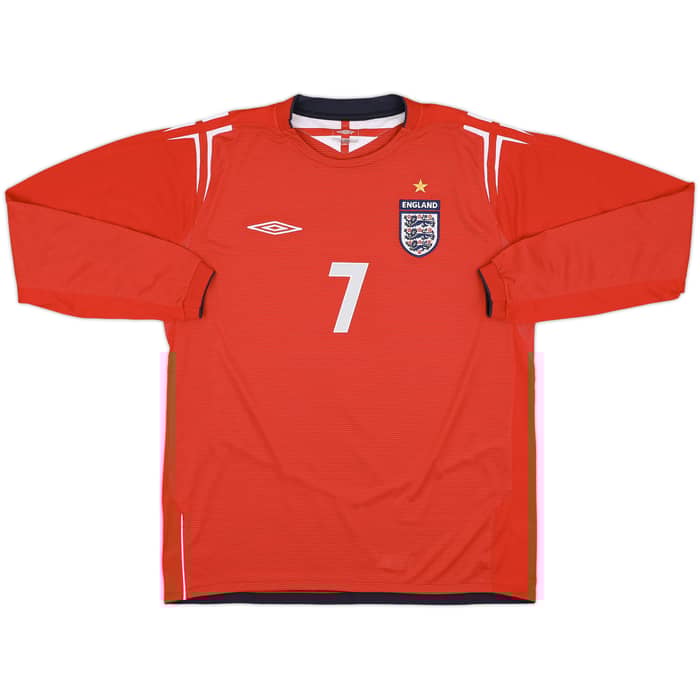 2004-06 England Away L/S Shirt Beckham #7 - 10/10 - (L)