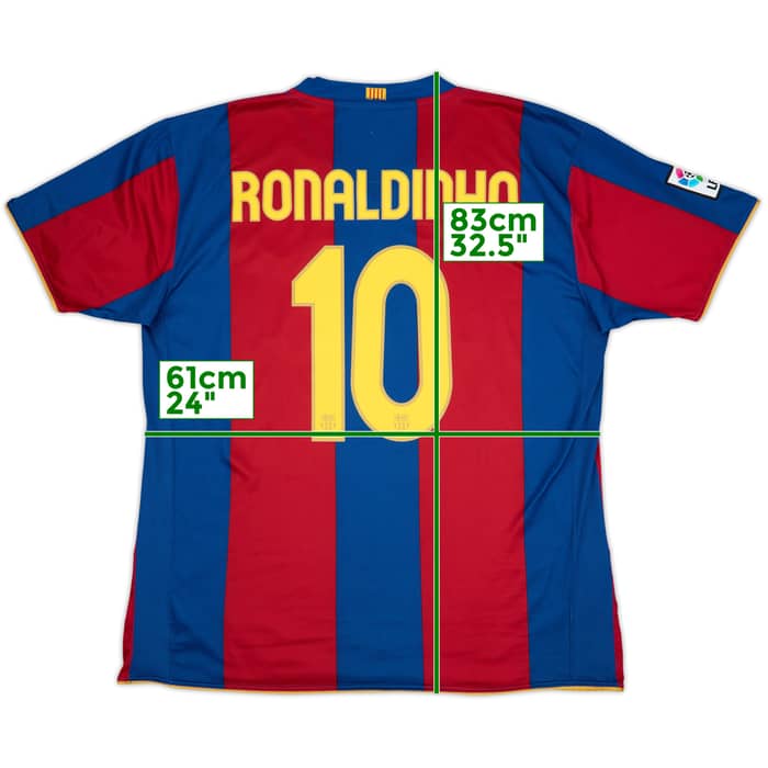 2007-08 Barcelona Home Shirt Ronaldinho #10 - 7/10 - (XXL)