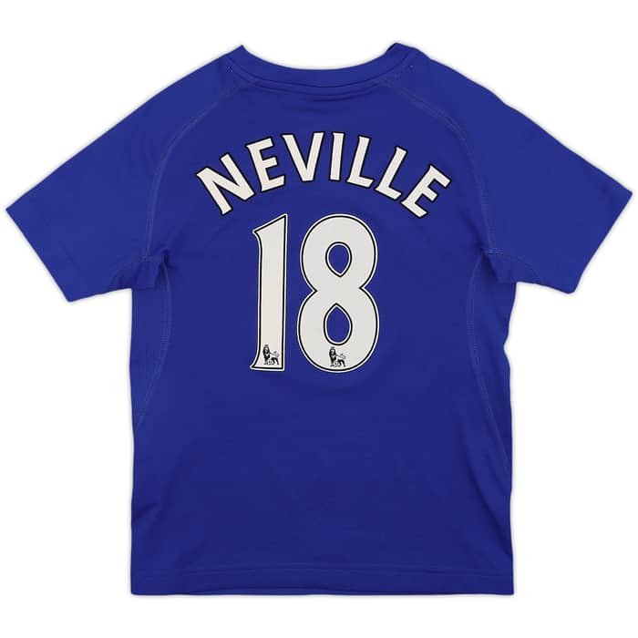 2010-11 Everton Home Shirt Neville #18 - 8/10 - (M.Boys)