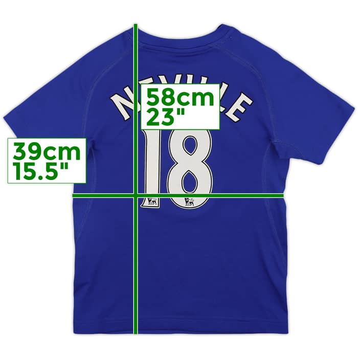 2010-11 Everton Home Shirt Neville #18 - 8/10 - (M.Boys)