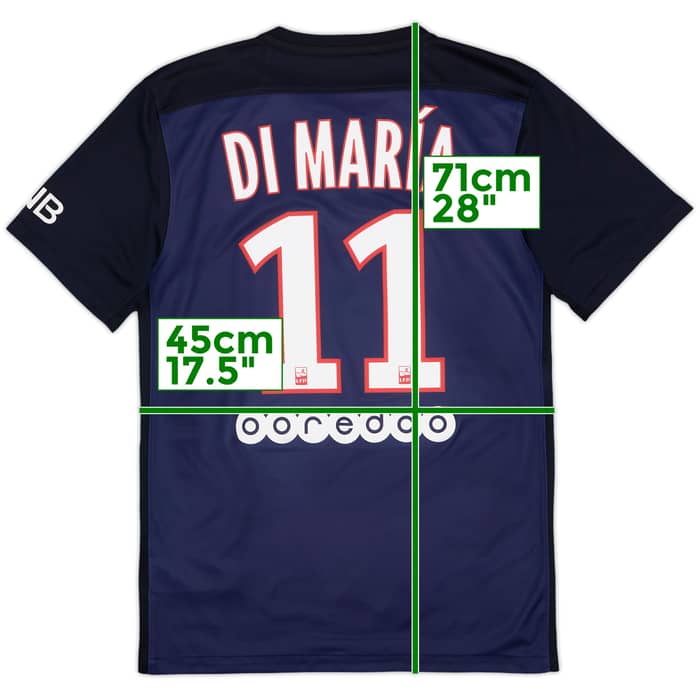 2015-16 Paris Saint-Germain Home Shirt Di Maria #11 - 8/10 - (S)
