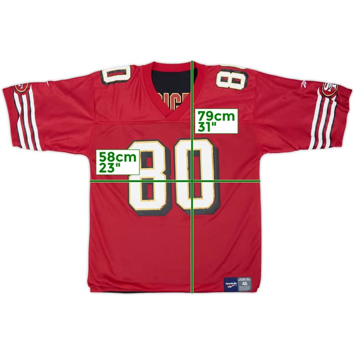 1996-98 San Francisco 49ers Rice #80 Reebok Reversible Jersey - 7/10 - (L)