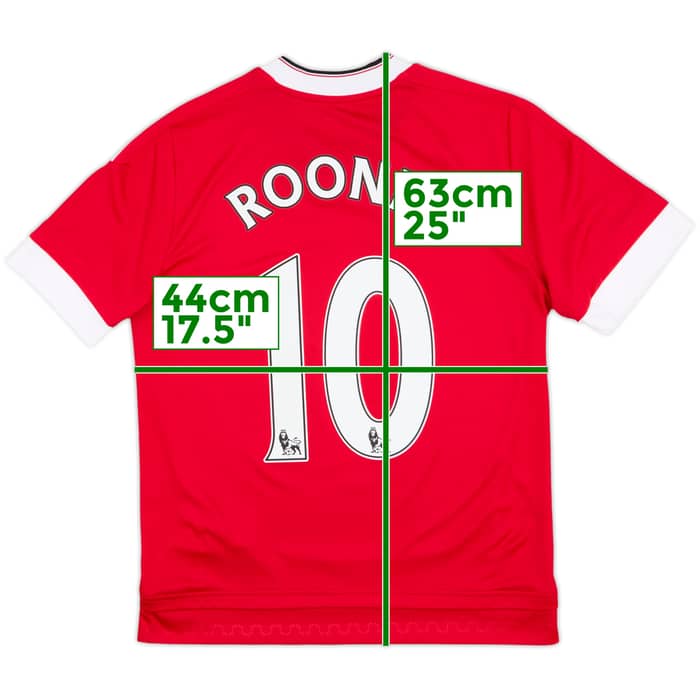 2015-16 Manchester United Home Shirt Rooney #10 - 10/10 - (L.Boys)
