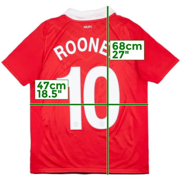 2010-11 Manchester United Home Shirt Rooney #10 - 7/10 - (XL.Boys)