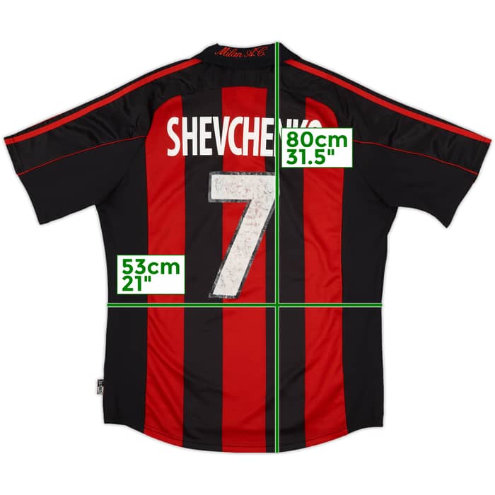 2000-02 AC Milan Signed Home Shirt Shevchenko #7 - 6/10 - (L)