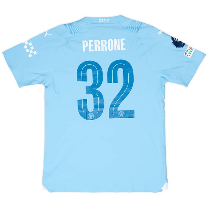 2023-24 Manchester City Match Issue Super Cup Home Shirt Perrone #32