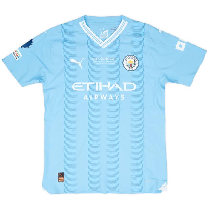 2023-24 Manchester City Match Issue Super Cup Home Shirt Perrone #32