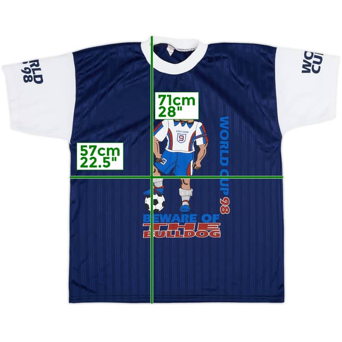 1998 Englad Fan Beware of the Bulldog World Cup Shirt - 8/10 - (L)