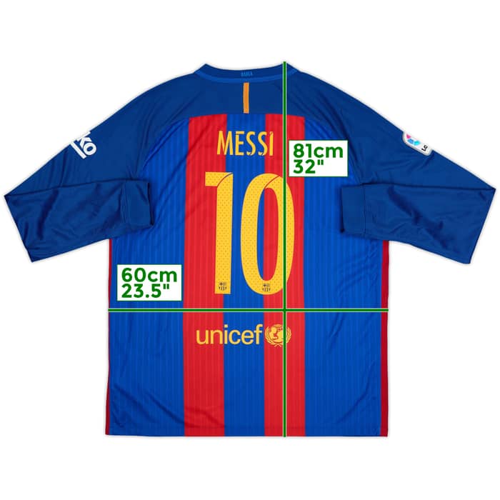 2016-17 Barcelona Home L/S Shirt Messi #10 - 10/10 - (XL)