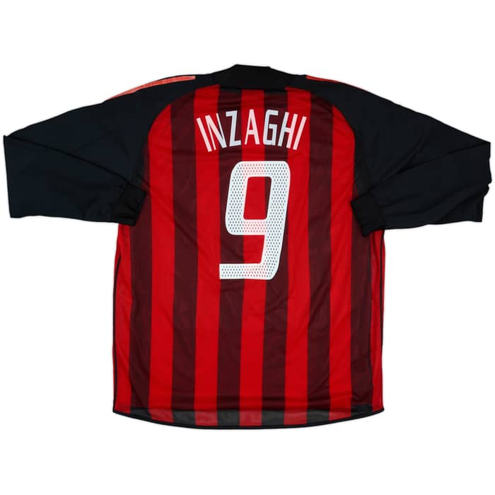 2002-03 AC Milan Player Issue Home L/S Shirt Inzaghi #9 - 5/10 - (XL)