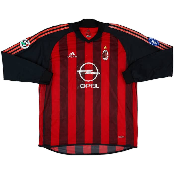 2002-03 AC Milan Player Issue Home L/S Shirt Inzaghi #9 - 5/10 - (XL)