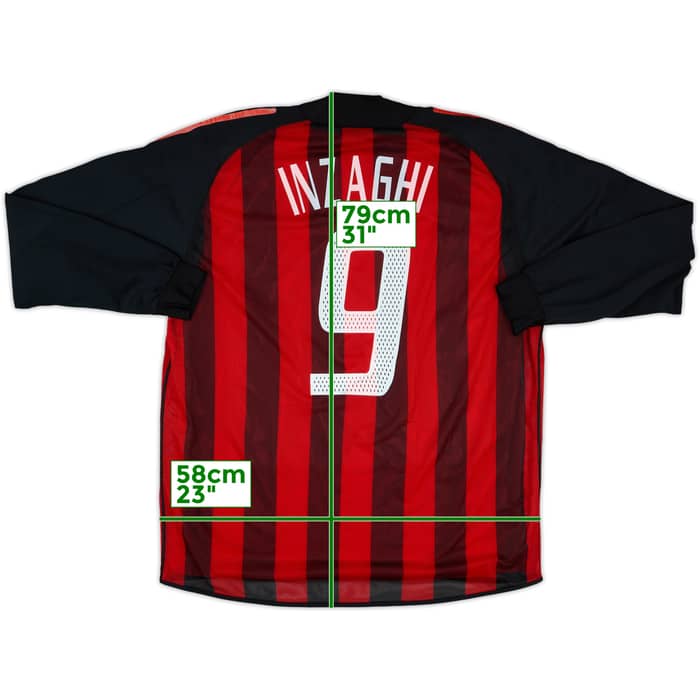 2002-03 AC Milan Player Issue Home L/S Shirt Inzaghi #9 - 5/10 - (XL)