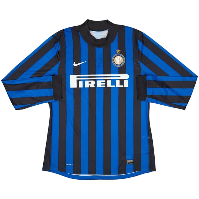 2011-12 Inter Milan Player Issue Home L/S Shirt - 4/10 - (XL)